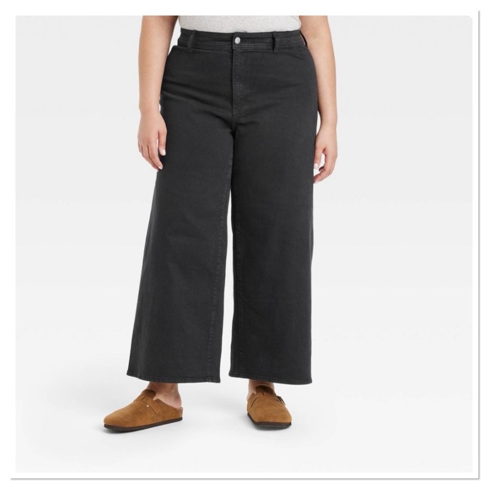 Women’s High Rise Sailor Wide Leg Ankle Jeans Universal Thread Black